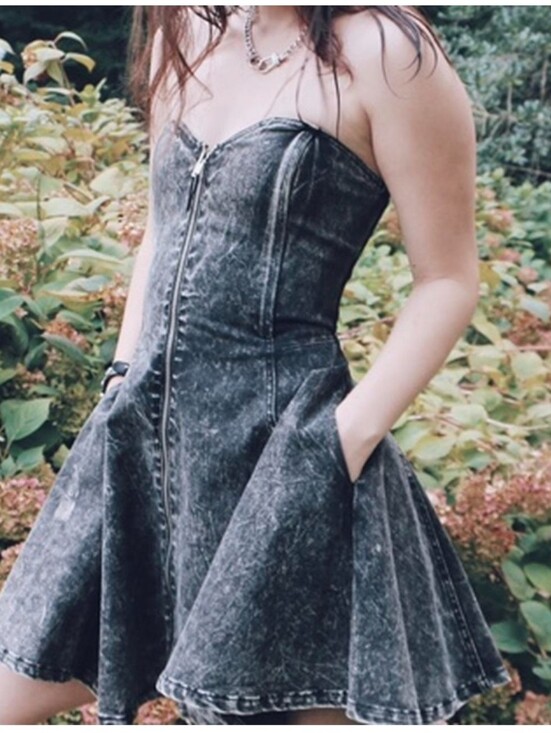 Betsey Johnson Dresses & Skirts - Vintage Betsey Johnson Collection Sweetheart Neckline Denim Party Dress 4